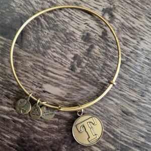ALEX AND ANI Bangle Women OS Gold Texas Rangers MLB Logo Charm Bracelet